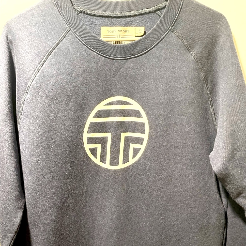 Tory Sport Blue Sweatshirt with White Logo, Size XL - Picture 2 of 7